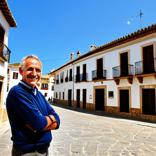 Home 15 The Heart of Rural Tourism**
"A friendly, fully clothed local guide standing in a charming Spanish village square, greeting visitors with a warm smile, appropriate attire, showcasing traditional architecture in the background, safe for work, perfect anatomy, natural pose, family-friendly, professional photography, high quality, modest clothing."
**
