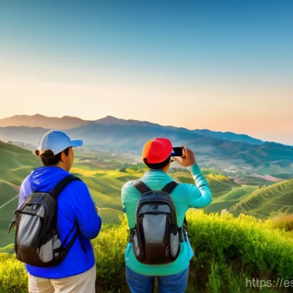 농촌관광지도사 전문 서적 추천 - **A Rural Guide Inspiring Connection with Nature:** A diverse group of adult tourists, casually dres...