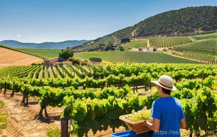 농촌관광지도사와 농업 인프라 - **A picturesque rural tourism manager in Spain, leading a small group of diverse travelers (adults a...