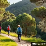 Home 19 농촌관광지도사 직업 만족도 - A serene rural tourism scene in the Spanish countryside during early morning light, featuring a smil...