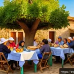 Home 18 농촌관광지도사로서의 일상 기록 - A vibrant rural scene during a traditional harvest festival in a Spanish village, featuring a divers...