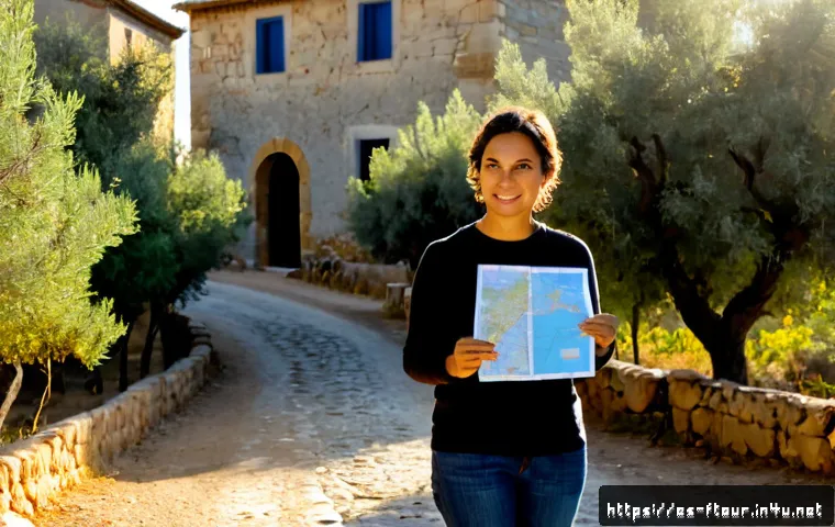 농촌관광지도사와 교육 콘텐츠 제작 - Photorealistic rural tourism guide in a sunlit Spanish countryside village, warmly explaining a scen...